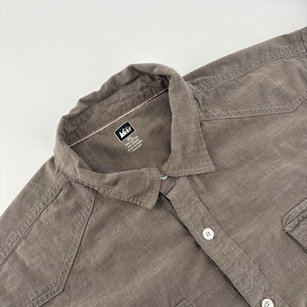 REI Men's Short Sleeve Button Down Shirt Brown/Taupe Size X-Large